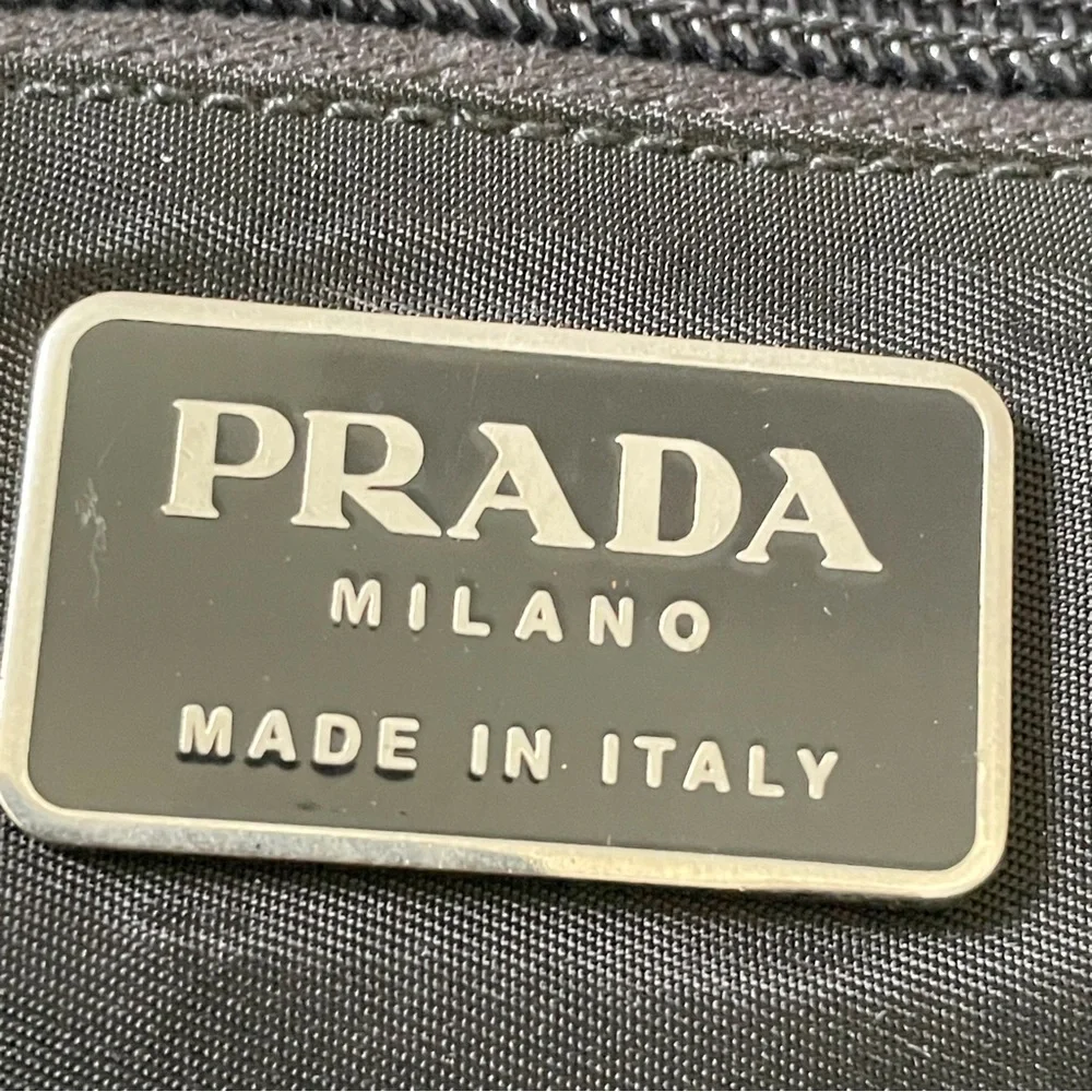 Prada black Tessuto nylon Spazzolato leather vintage tote bag